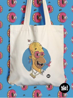 tote-bag homer simpson - tote bag donuts en coton bio - totebag Simpson dessiné et imprimé en France