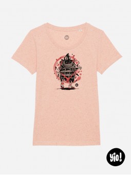 tee-shirt Chocolat très très chaud - rose chiné -  coton bio - dessiné et imprimé en France