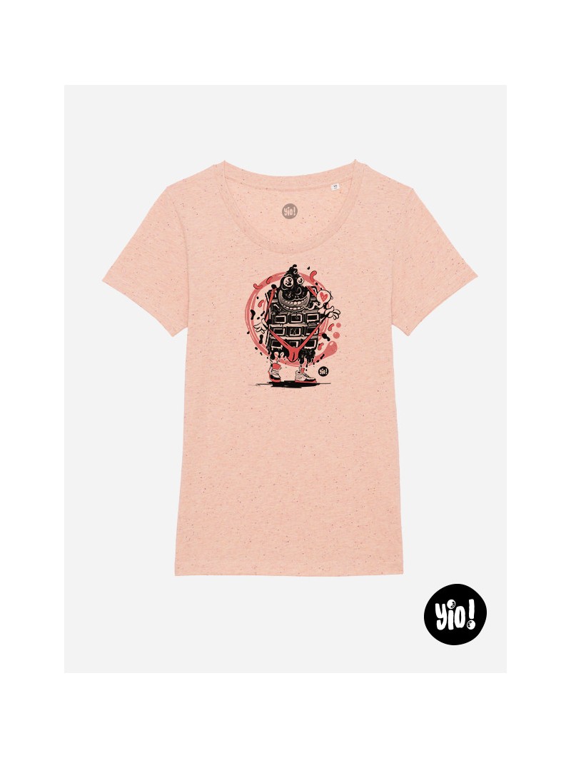tee-shirt Chocolat très très chaud - rose chiné -  coton bio - dessiné et imprimé en France