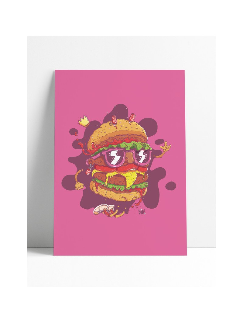 poster burger - street food - papier de créa - dessiné et imprimé en France