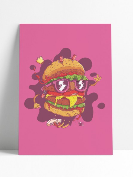 poster burger - street food - papier de créa - dessiné et imprimé en France