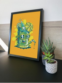 poster  mojito cocktail - papier de créa - dessiné et imprimé en France