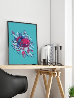 affiche crabe - poster mer - papier de créa - dessiné et imprimé en France