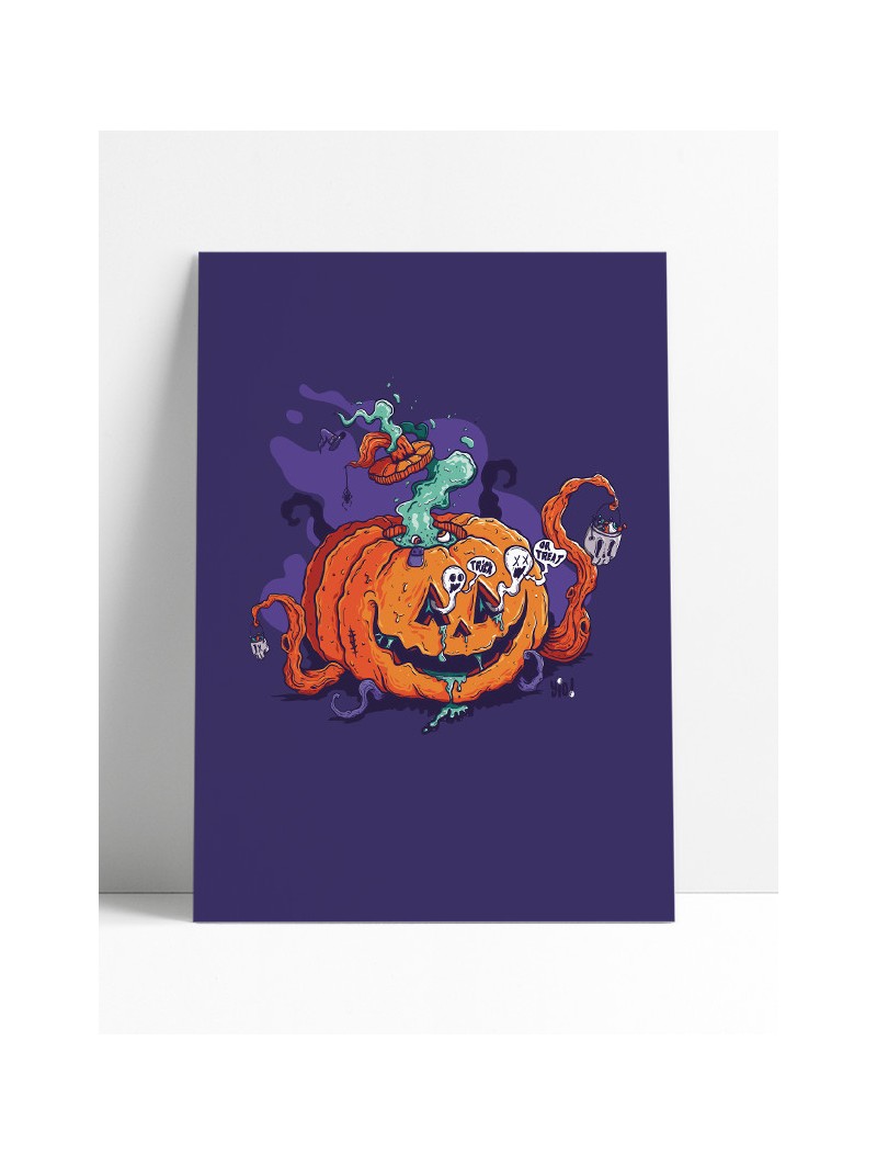 affiche citrouille - poster halloween - papier de créa - dessiné et imprimé en France