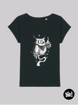 t-shirt femme hibou  - tee shirt thug life noir et blanc -  tshirt chouette coton bio - dessiné et imprimé en France