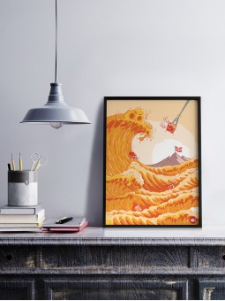 poster fondue savoyarde - la vague - papier de créa - dessiné et imprimé en France