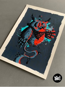 sérigraphie hibou - tirage d'art hibou - papier de créa - dessiné et sérigraphié en France