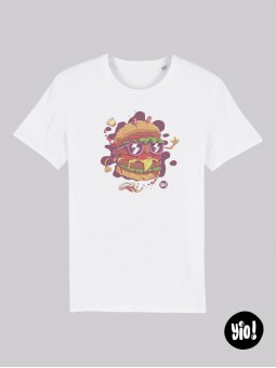 t-shirt homme burger - tee shirt street food unisexe blanc -  tshirt burger coton bio - dessiné et imprimé en France