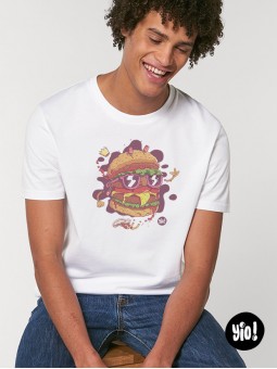 t-shirt homme burger - tee shirt street food unisexe blanc -  tshirt burger coton bio - dessiné et imprimé en France