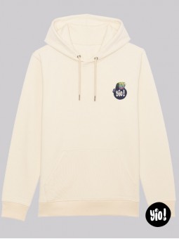 sweat à capuche éléphant punk ivoire - hoodie éléphant badass unisexe en coton bio - sweat dessiné et imprimé en France