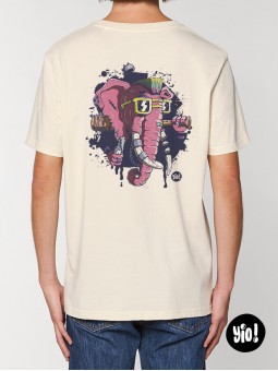 t-shirt éléphant punk unisexe - tee shirt éléphant badass ivoire -  tshirt éléphant coton bio - dessiné et imprimé en France