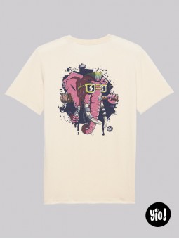 t-shirt éléphant punk unisexe - tee shirt éléphant badass ivoire -  tshirt éléphant coton bio - dessiné et imprimé en France