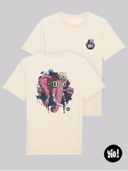 t-shirt éléphant punk unisexe - tee shirt éléphant badass ivoire -  tshirt éléphant coton bio - dessiné et imprimé en France