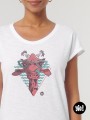 t-shirt femme girafe - tee shirt girafe blanc -  tshirt girafe en coton bio - t-shirt femme dessiné et imprimé en France
