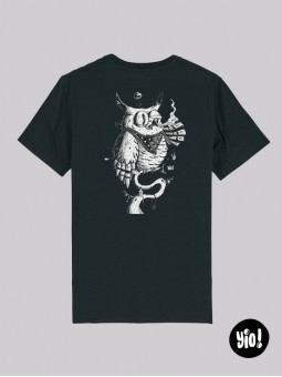 t-shirt homme hibou badass - tee shirt thug life noir et blanc -  tshirt chouette coton bio - dessiné et imprimé en France