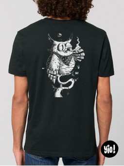 t-shirt homme hibou badass - tee shirt thug life noir et blanc -  tshirt chouette coton bio - dessiné et imprimé en France