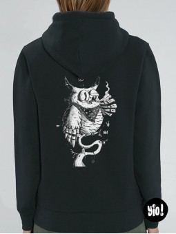 sweat à capuche hibou thug life - hoodie hibou unisexe en coton bio - sweat hibou badass dessiné et imprimé en France