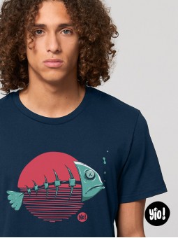 t-shirt poisson homme bleu marine - tee shirt poisson unisexe -  tshirt poisson en coton bio - dessiné et imprimé en France