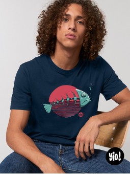 t-shirt poisson homme bleu marine - tee shirt poisson unisexe -  tshirt poisson en coton bio - dessiné et imprimé en France