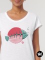 t-shirt femme poisson - tee shirt poisson blanc -  tshirt poisson en coton bio - t-shirt femme dessiné et imprimé en France