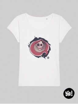t-shirt femme crâne squelette - tee shirt la catrina blanc - tshirt culture mexique en coton bio - dessiné et imprimé en France