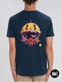 t-shirt Pac-Man homme bleu marine - tee shirt rétrogaming unisexe -  tshirt Pac-Man en coton bio - dessiné et imprimé en France
