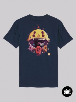 t-shirt Pac-Man homme bleu marine - tee shirt rétrogaming unisexe -  tshirt Pac-Man en coton bio - dessiné et imprimé en France