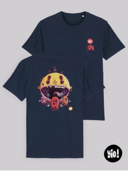 t-shirt Pac-Man homme bleu marine - tee shirt rétrogaming unisexe -  tshirt Pac-Man en coton bio - dessiné et imprimé en France