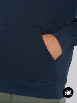 sweat à capuche Pac-Man bleu marine - hoodie rétrogaming unisexe en coton bio - sweat Pac-Man dessiné et imprimé en France