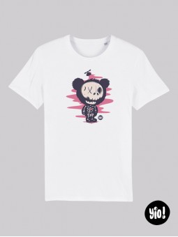 t-shirt homme ourson squelette - tee shirt ourson rayons X unisexe blanc - tshirt ours en coton bio dessiné et imprimé en France