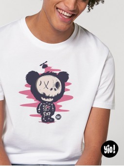 t-shirt homme ourson squelette - tee shirt ourson rayons X unisexe blanc - tshirt ours en coton bio dessiné et imprimé en France