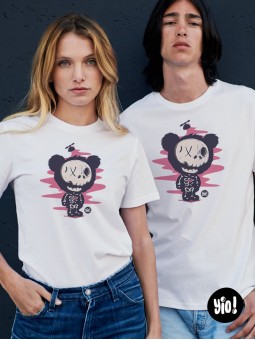 t-shirt homme ourson squelette - tee shirt ourson rayons X unisexe blanc - tshirt ours en coton bio dessiné et imprimé en France