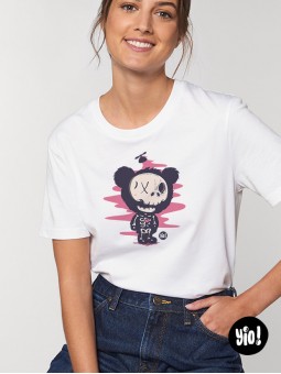 t-shirt homme ourson squelette - tee shirt ourson rayons X unisexe blanc - tshirt ours en coton bio dessiné et imprimé en France