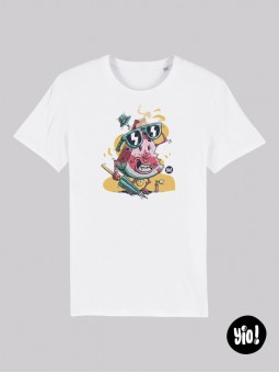 t-shirt homme pastèque - tee shirt fruit unisexe blanc - tshirt pastèque en coton bio - dessiné et imprimé en France