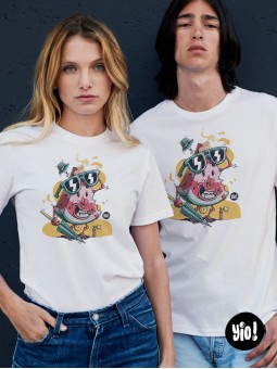 t-shirt homme pastèque - tee shirt fruit unisexe blanc - tshirt pastèque en coton bio - dessiné et imprimé en France