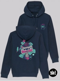 sweat à capuche Cassette bleu marine - hoodie rétro unisexe en coton bio - sweat vintage dessiné et imprimé en France