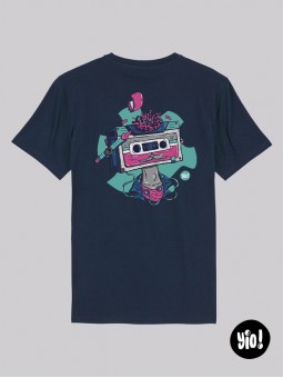 t-shirt cassette homme bleu marine - tee shirt rétro 80's unisexe -  tshirt vintage en coton bio - dessiné et imprimé en France