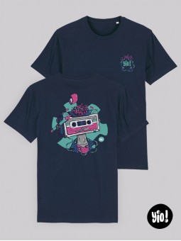 t-shirt cassette homme bleu marine - tee shirt rétro 80's unisexe -  tshirt vintage en coton bio - dessiné et imprimé en France