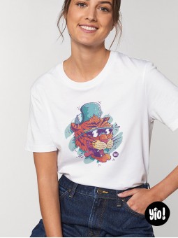 t-shirt homme tigre - tee shirt tigre unisexe blanc - tshirt tigre en coton bio - dessiné et imprimé en France