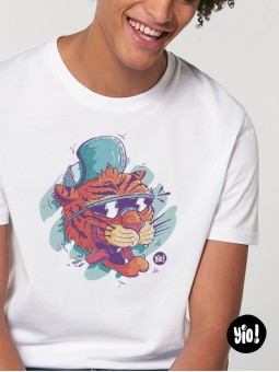 t-shirt homme tigre - tee shirt tigre unisexe blanc - tshirt tigre en coton bio - dessiné et imprimé en France