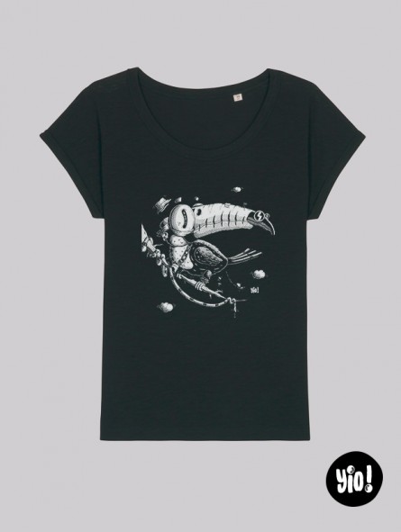 t-shirt femme toucan  - tee shirt toucan noir et blanc -  tshirt toucan en coton bio - dessiné et imprimé en France