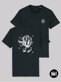t-shirt homme crâne - tee shirt biker noir -  tshirt moto coton bio - dessiné et imprimé en France