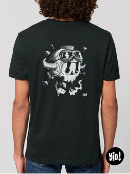 t-shirt homme crâne - tee shirt biker noir -  tshirt moto coton bio - dessiné et imprimé en France