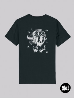 t-shirt homme crâne - tee shirt biker noir -  tshirt moto coton bio - dessiné et imprimé en France
