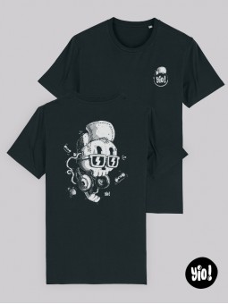 t-shirt homme crâne chill - tee shirt crâne noir -  tshirt crâne casquette coton bio - dessiné et imprimé en France