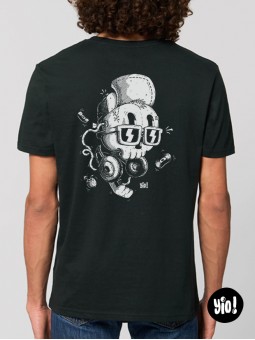 t-shirt homme crâne chill - tee shirt crâne noir -  tshirt crâne casquette coton bio - dessiné et imprimé en France