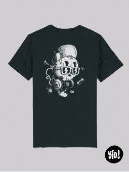 t-shirt homme crâne chill - tee shirt crâne noir -  tshirt crâne casquette coton bio - dessiné et imprimé en France