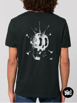 t-shirt homme crâne punk - tee shirt crâne noir -  tshirt crâne squelette coton bio - dessiné et imprimé en France
