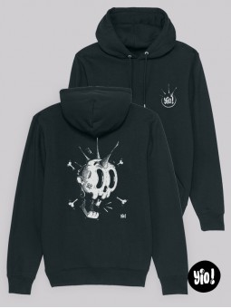sweat à capuche crâne punk - hoodie crâne squelette unisexe en coton bio - sweat crâne rock dessiné et imprimé en France