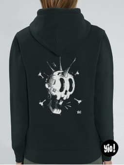 sweat à capuche crâne punk - hoodie crâne squelette unisexe en coton bio - sweat crâne rock dessiné et imprimé en France